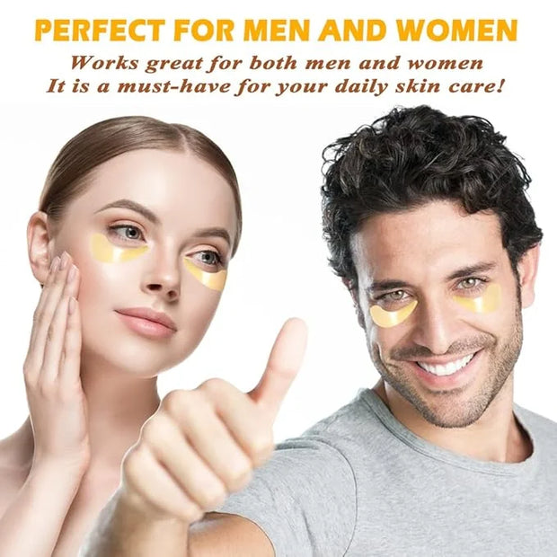 24K Gold Eye Mask, 30 Pairs Under Eye Masks for Dark Circles and Puffiness Treatment, Under Eye Patches for Puffy Eyes and...