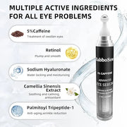 5% Caffeine Eye Serum, Anti-Aging Eye Cream with 360°Massage Roller, Eye Serum for Dark Circles and Puffiness, Reduces Fin...
