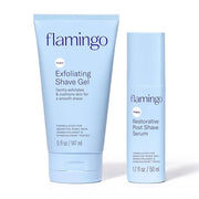 Flamingo Pubic Hair Shaving Skin Care Set, Exfoliating Shaving Gel for Women 5 fl oz with Restorative Post Shave Serum 1.7...