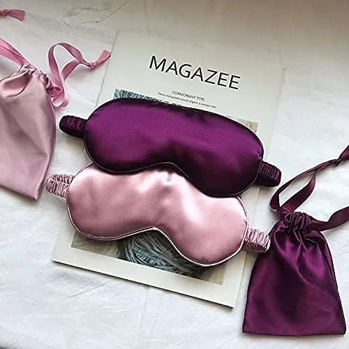 Silk Satin Sleeping Eye Mask, Dark Purple Sleep Eye Mask Night Blindfold for Women and Men, Soft Breathable Blackout Eyesh...