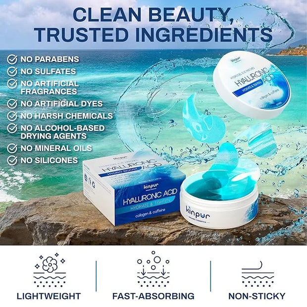 Under Eye Patches for Puffy Eyes and Dark Circles – Hydrating Eye Mask with Hyaluronic Acid Collagen & Caffeine – Skin Car...