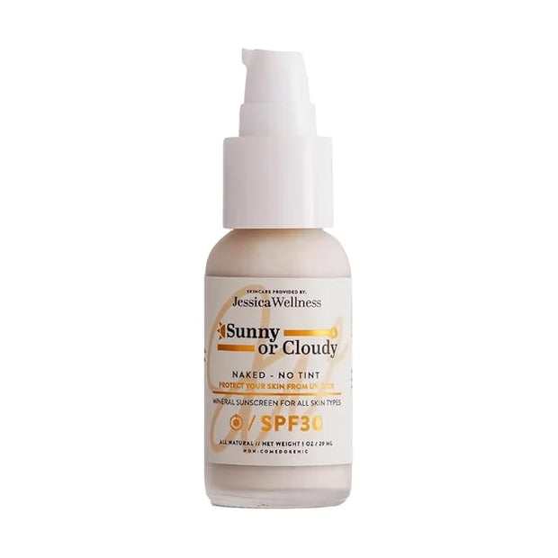 Jessica Wellness Mineral Sunscreen + Hydrating Serum with Broad Spectrum SPF 30 & Antioxidants, Oil-Free, Fragrance Free, ...