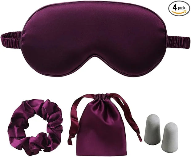 Silk Satin Sleeping Eye Mask, Dark Purple Sleep Eye Mask Night Blindfold for Women and Men, Soft Breathable Blackout Eyesh...