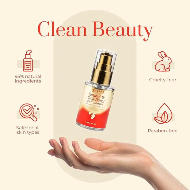 Retinol & Goji Berry Under Eye Serum - Dermatologist Tested, Diminishes Fine Lines, Wrinkles, Eye Bags & Dark Circles , Cl...