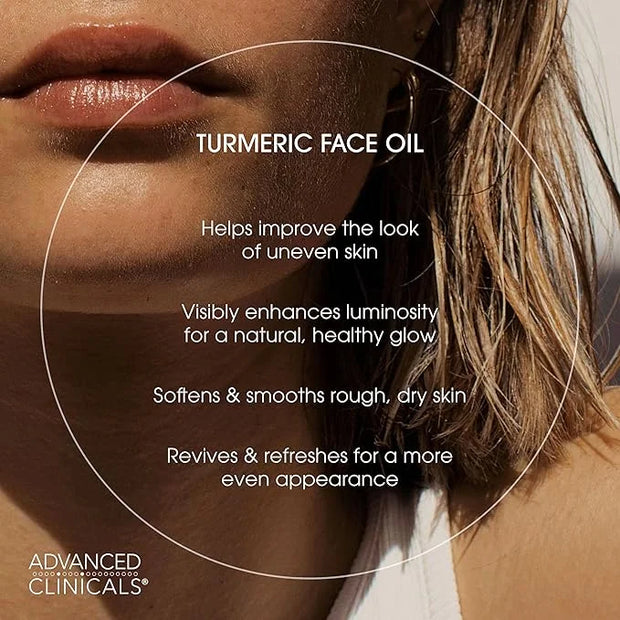 Advanced Clinicals Turmeric Oil Serum For Face | Facial Skin Care Serum With Jojoba + Coconut Oil To Improve Appearance Of...