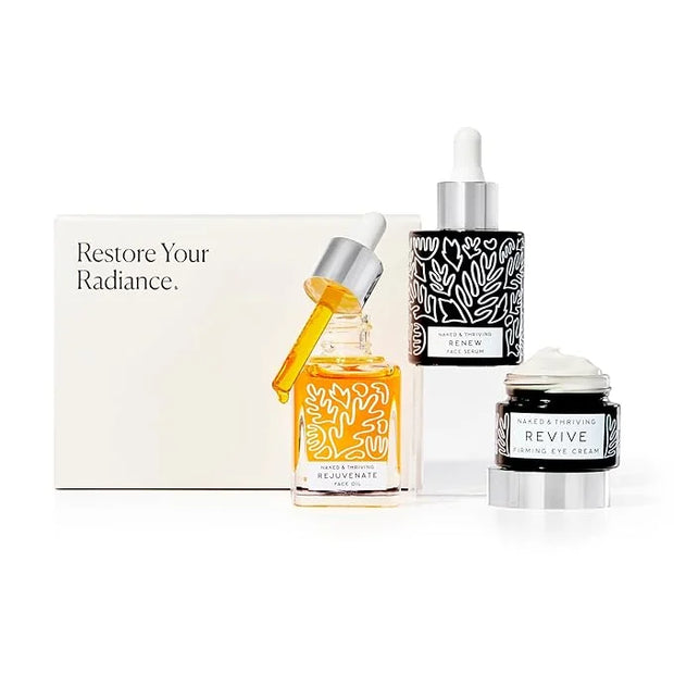Naked & Thriving Restorative Night Routine | Renew Night Serum (30 mL) + Revive Eye Cream (15 mL) + Rejuvenate Face Oil (3...