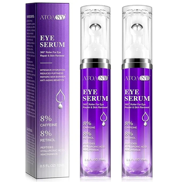 2 Packs Eye Serum for Dark Circles and Puffiness with 8% Caffeine 8% Retinol Hyaluronic Acid Niacinamide, Under Eye Cream ...