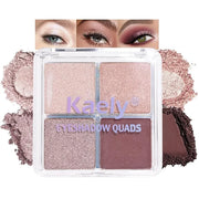 Kaely Powder Eyeshadow Quad, Pearl Mauve Glitter Shimmer Eyeshadow Palette Makeup, Neutral Eye Shadow Palette for Older Wo...