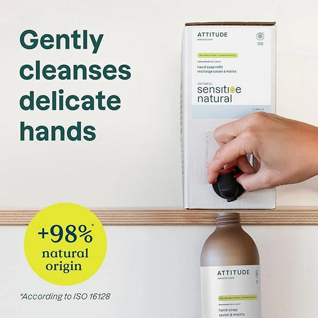 ATTITUDE Body Wash for Sensitive Skin, EWG Verified Shower Gel, Soothing Oat, Dermatologically Tested, Plant and Mineral-B...