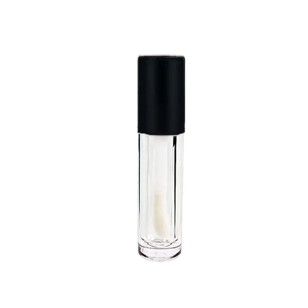 COSIDEA 24 pcs Empty 5ml big brush lip gloss tube black round lipgloss tubes container with big doe foot wand cosmetic pac...