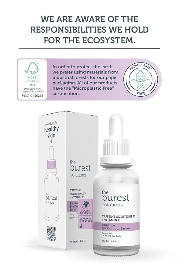 The Purest Solutions Radiance Eye Contour Serum (Caffeine Solutions 5% + Vitamin C) - Bright & Rested Appearance - Skin To...