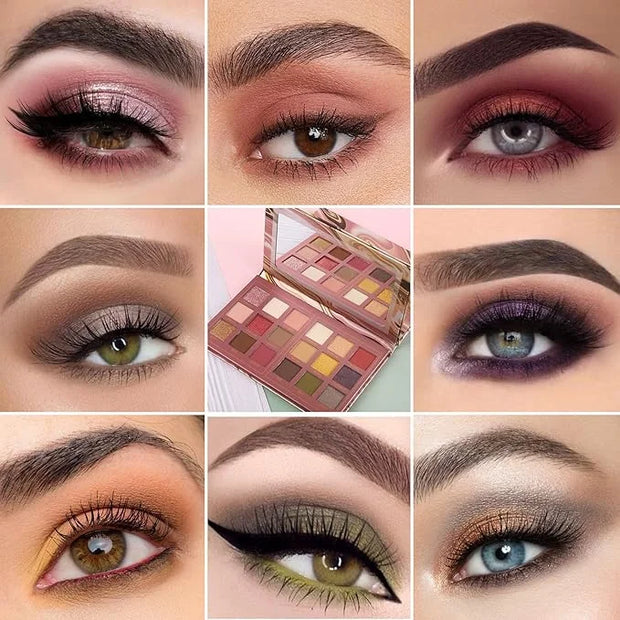 Prism Makeup Matte Eyeshadow Palette Pro 18 Colors Pigmented Shimmer Glitter Eye Shadow Palette, Blendable Long Lasting Wa...
