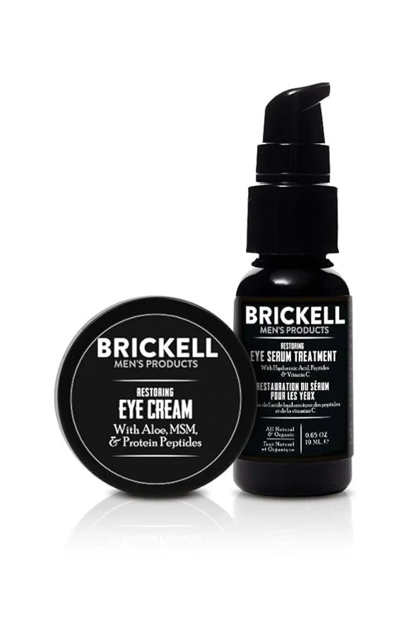 Brickell Men's Restoring Eye Routine for Men, Eye Serum and Eye Cream for Men, Natural and Organic, Unscented, Men's Skin ...