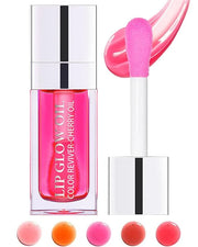 Hydrating Plumping Lip Glow Oil,Shine Tinted Lip Gloss,Glow Reviver Lip Oil,Long Lasting Moisturizing Clear Lip Plumper Oi...