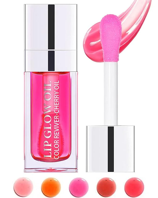 Hydrating Plumping Lip Glow Oil,Shine Tinted Lip Gloss,Glow Reviver Lip Oil,Long Lasting Moisturizing Clear Lip Plumper Oi...
