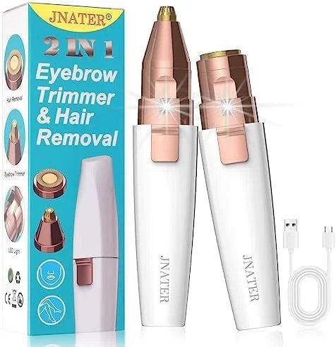 Eyebrow Trimmer, Facial Hair Removal for Women, 2 in 1 Rechargeable Eyebrow Razor & Painless Hair Remover Kit, Hair Remova...