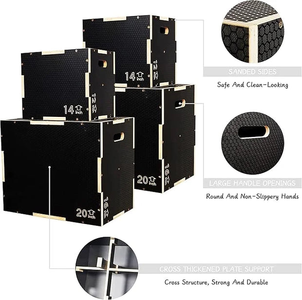 3 in 1 Non-Slip Wooden Plyo Box Plyometric - Product Image