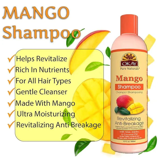 OKAY MANGO REVITALIZING ANTI BREAKAGE SHAMPOO 12oz / 355ml - Product Image