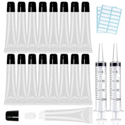 AMORIX 50PCS Lip Gloss Tubes 20ml Black Cap Lip Gloss Containers Empty Lip Balm Tubes Cosmetic Lipgloss Tubes + 2 x 20ml S...