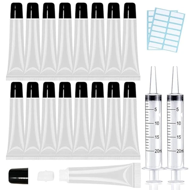 AMORIX 50PCS Lip Gloss Tubes 20ml Black Cap Lip Gloss Containers Empty Lip Balm Tubes Cosmetic Lipgloss Tubes + 2 x 20ml S...