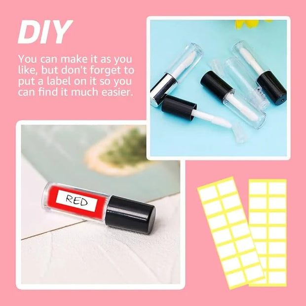 AMORIX 50PCS Mini Lip Gloss Tubes with Wand 1.2ml Empty Containers Clear Refillable Travel Lip Balm Bottles for Samples wi...