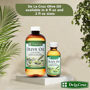 De La Cruz Pure Olive Oil - Natural Expeller Pressed Olive Oil for Hair and Skin - Lightweight Body Oil for Dry Skin 8 Fl ...