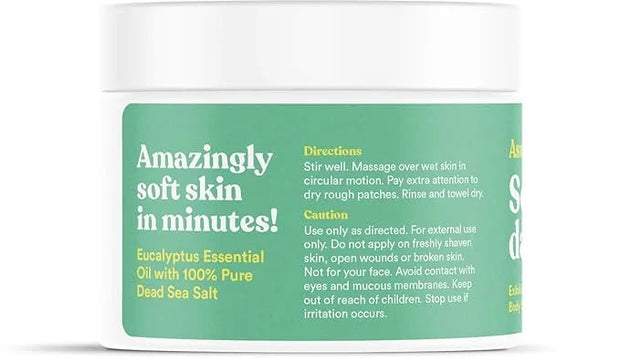 ASUTRA Dead Sea Salt Essential Oil Body Scrub Exfoliator (Invigorating Eucalyptus), 16 oz - Ultra Hydrating, Gentle, & Moi...