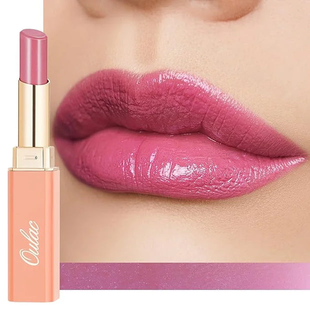 Oulac Moisture Mauve Pink Lip Gloss - 2 in 1 Shimmer Lipstick & Lip Balm, Long Lasting Hydrating, Juicy & Glossy finish, S...