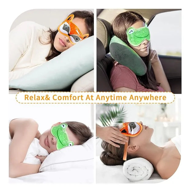 Bundle of CONBELLA Cold Face Eye Masks Ice Face Mask Hot Cold Compress and 2PCS Adorable Cooling Eye Mask Gel Eye Mask - P...