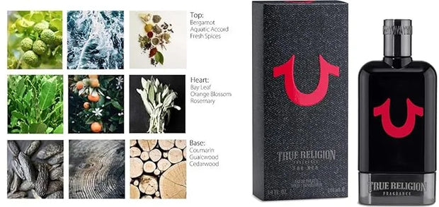 True Religion Men 3-Piece Gift Set - Men's Cologne - 3.4 fl oz EDT,3 oz ml Shower Gel, 3 oz Aftershave Balm - citrus, wood...