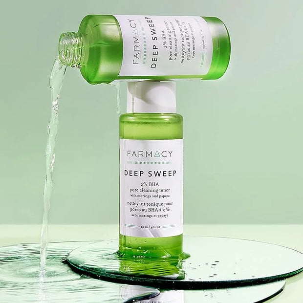 Farmacy 2% Salicylic Acid Toner for Face - Deep Sweep Gentle BHA Exfoliant for Oily Skin - Refines Texture with Papaya Enz...