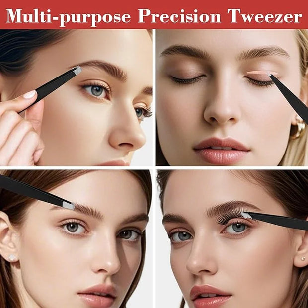 Tweezers Set, Hyxhappy 9 pcs Professional Stainless Steel Tweezers Kit for Facial Hair, Precision Plucker Eyebrow Tweezer ...