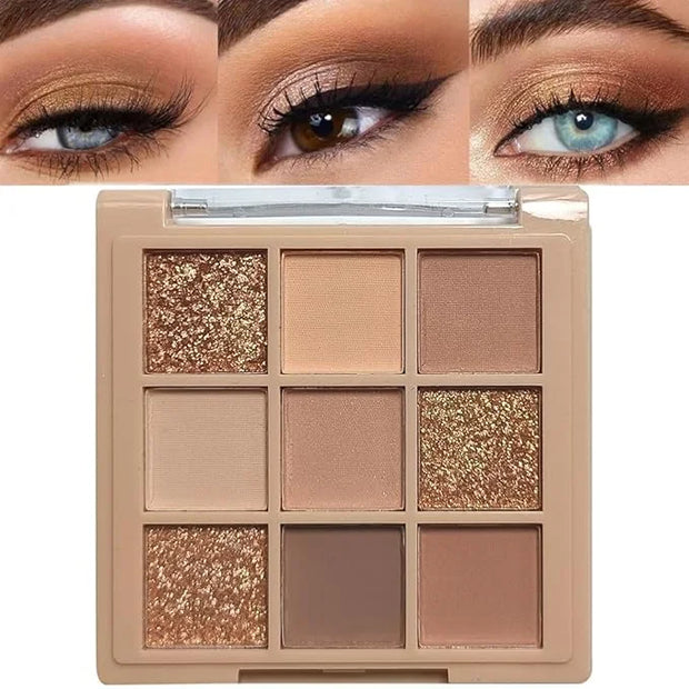 Eyeshadow Palette Makeup- 9 Colors Naked Eyeshadow Palette Matte Shimmer Korean Natural Eye Shadow palettes Highly Pigment...