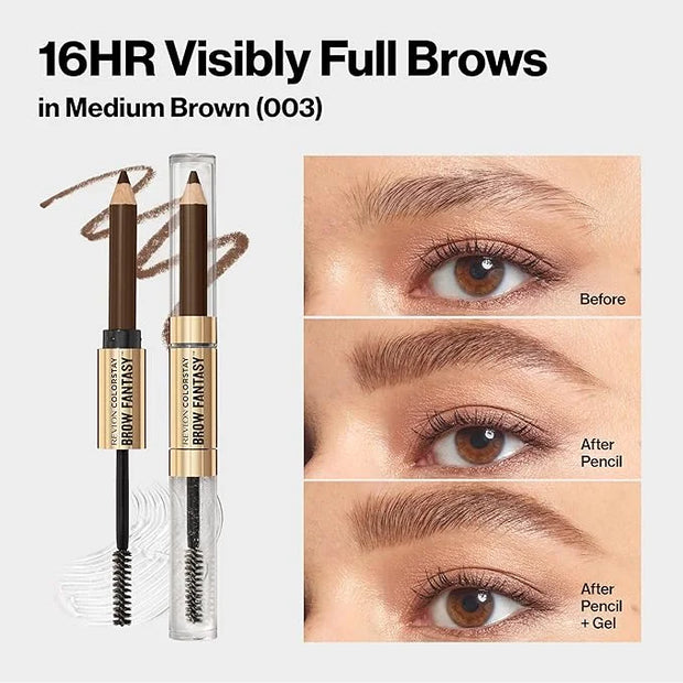 Revlon ColorStay Brow Fantasy, All In One Eyebrow Powder Pencil with Shaping Clear Gel, Gel Infused with Panthenol, Smudge...