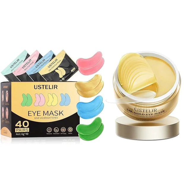 Under Eye Patches, 40 Pairs Eye Mask for Dark Circles, Puffy Eyes, Undereye Bags,Wrinkles,Eye Mask Patches with 24K Gold, ...