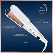 Conair Double Ceramic Flat Iron, 1 1/2-inch , White - Product Image