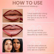Matte Lip Gloss Stain-Peel Off Lip Liner Tattoo, Pinkish Red Lip Tint，Long Lasting Peel Off Lip Stain, Waterproof Transfer...