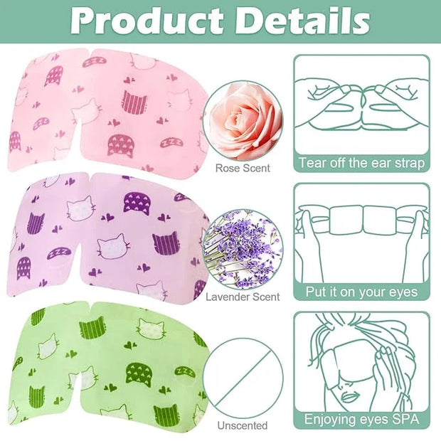 48 Pack Steam Eye Mask Disposable Self Heating Warm Compress for Dry Eyes, Unscented Lavender Rose Scented for Women Men S...