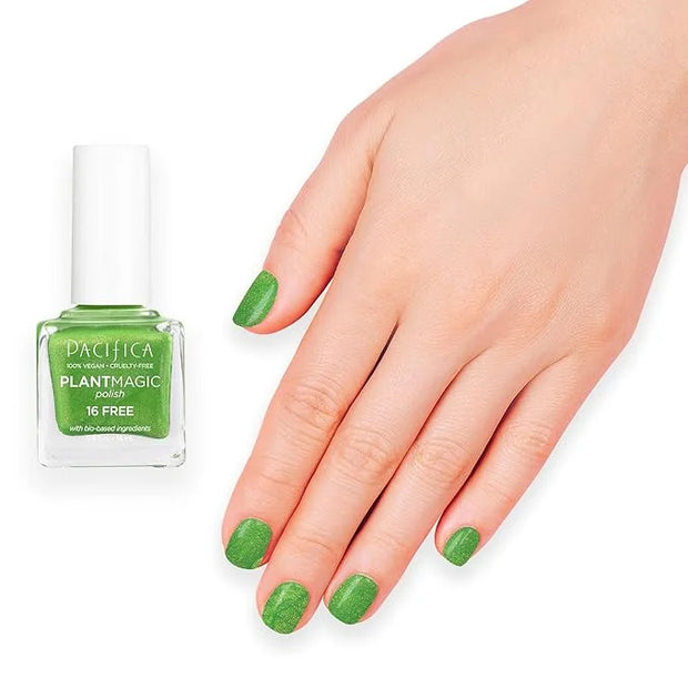 Pacifica Natural Nail Polish – Plant Magic Glitter Green Polish - Plant Based, Non-Toxic & Clinically Tested - Lasting Col...