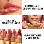 Oulac Metallic Coral Lipstick Set 3PCS High Impact Lipcolor with Moisturizing Formula, Vegan Beauty, Full-Coverage Lip Col...