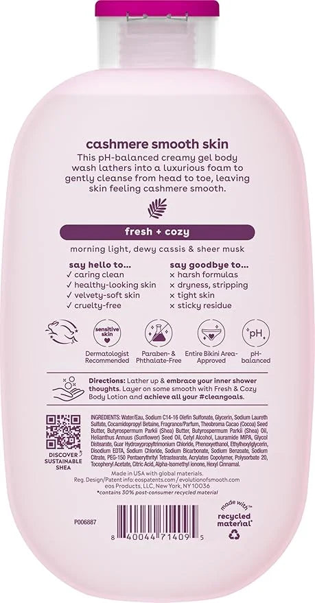 eos Shea Better Cashmere Body Wash, Fresh & Cozy, Moisturizing and Nourishing, pH Balanced Creamy Gel Formula, Paraben & P...