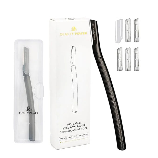 Eyebrow Razor with 6 Blades & Travel Case – Face Razors for Women & Men, Eyebrow Trimmer Shaper with Precision Cover, Faci...