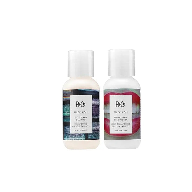 R+Co | Travel Sized | Television Perfect Shampoo and Conditioner Set for Preserving Color Treated Hair | Anti Frizz + Repa...