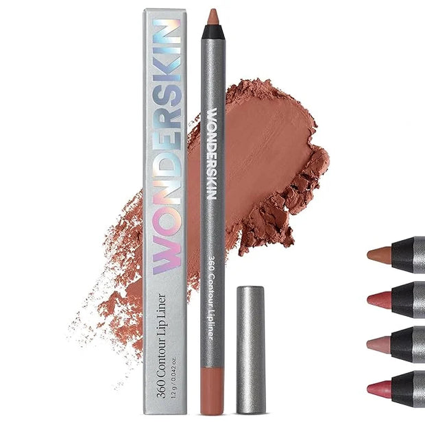 Wonderskin Lip Liner Pencil - 360 Contour Lipliner, Long Lasting, Sharpenable, Waterproof and Transfer-Proof Brown Lip Lin...