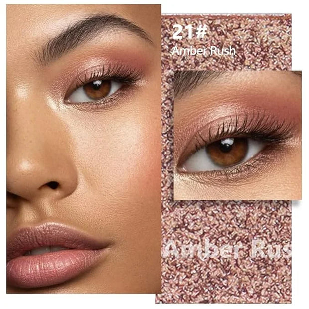 Kaely Pressed Single Eyeshadow Makeup, Amber Rush Shimmer Highly Pigmented Monochrome Eye Shadow Palette, Waterproof Neutr...