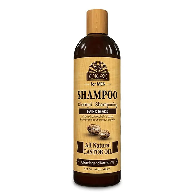 Okay for MEN Castor Oil Hair & Beard Shampoo - Hydrating Shampoo for Healthy Hair & Beard Growth, Moisturizing Care, Stren...
