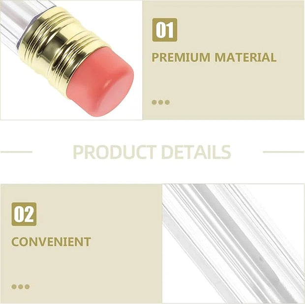 Garneck 12pcs Pencil Shaped Empty Lip Gloss Tubes 5ml Refillable Gloss Bottles For Diy Cosmetics Clear Mini Lip Oil Contai...