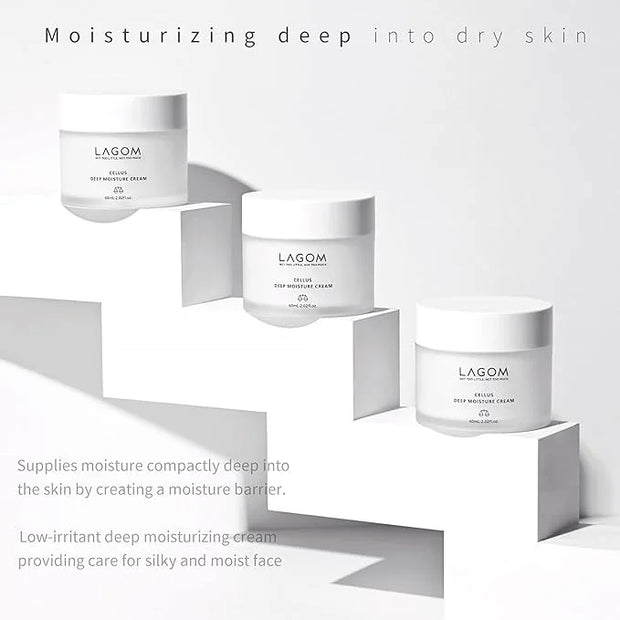LAGOM Cellus Deep Moisture Cream Natural Moisturizer with Ceramide and D-Panthenol (B5) Snooth Hydrating Nourishing Protec...