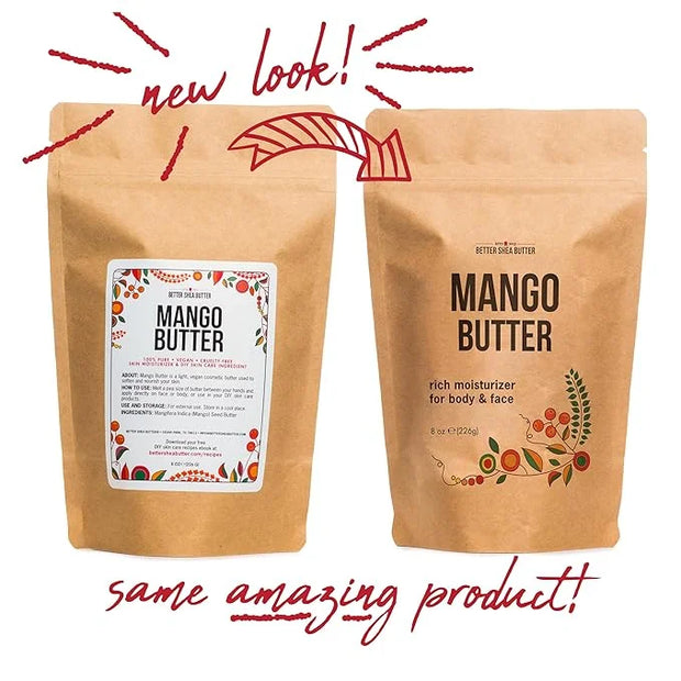 Raw Mango Butter - 100% Natural Skin and Hair Moisturizer - Use with Shea in DIY Whipped Body Butter, Mango Body Lotion, L...