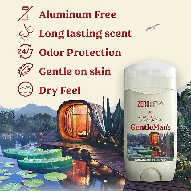 Old Spice GentleMan's Aluminum Free Dry Feel Deodorant for Men, 24/7 Lasting Freshness, Gentle on Skin with Skin Condition...